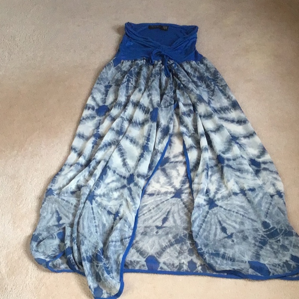 Blue and White Tie-Dye Maxi Dress